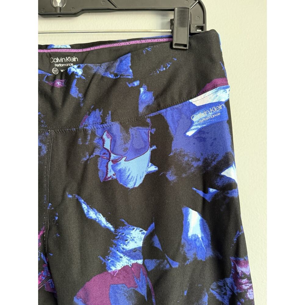 Calvin Klein Performance Wick Capri Leggings Women's XL Black Floral Print - Picture 3 of 8